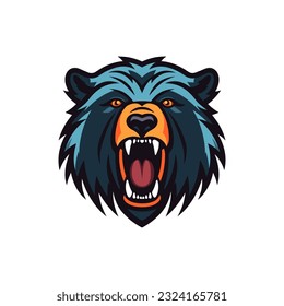 Howling bear head illustration with intricate hand drawn details. Perfect for logo designs with a strong and powerful vibe