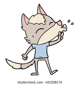 howling cartoon wolf wearing clothes