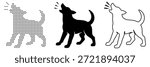 Howling dog vector set showcasing different stylized representations of canine bark
