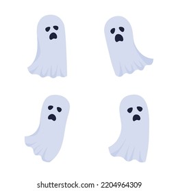 Howling ghosts semi flat color vector characters set. Spirits for haunted castle. Editable full sized figures on white. Simple cartoon style illustrations pack for web graphic design and animation