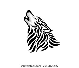 howling head wolf tattoo style art logo design template illustration inspiration