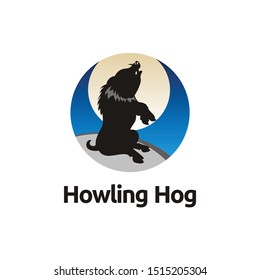 Howling Hog Pig Javelina warthog logo illustration