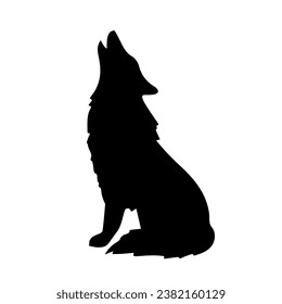 Howling sitting wolf black colour