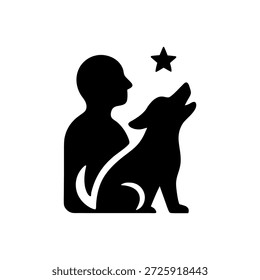 Howling At The Star Icon Isolated On White Background