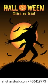 howling werewolf with halloween background