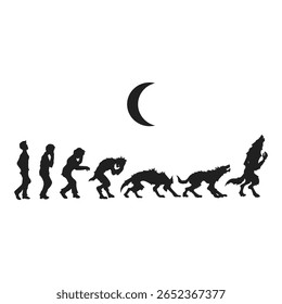 Howling werewolf transformation silhouette illustration, Vector werewolf