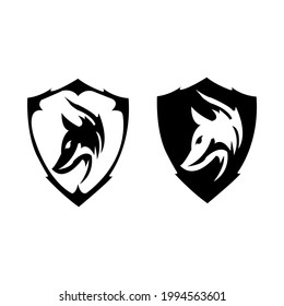 howling wolf black and white vector design set - standing animal and tribal style head outline