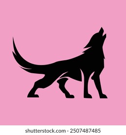 A A howling Wolf, wolf black and white Vector illustration, EPS 10