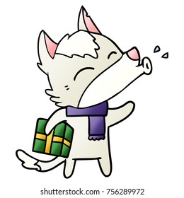 lobo aullante con navidad presente