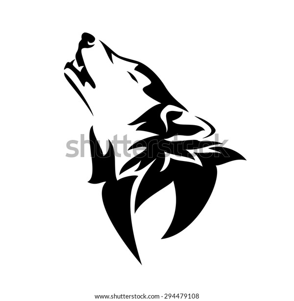 Howling Wolf Design Black White Animal Stock Vector (Royalty Free ...