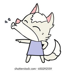 howling wolf in dress cartoon