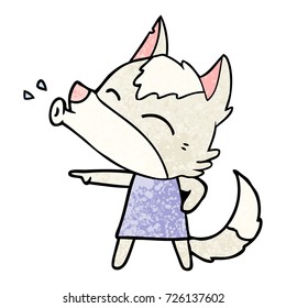 howling wolf in dress cartoon