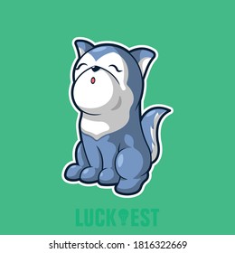 Howling Wolf flat cartoon style icon vector illustration logo template for many purpose.