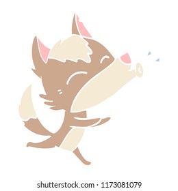 howling wolf flat color style cartoon