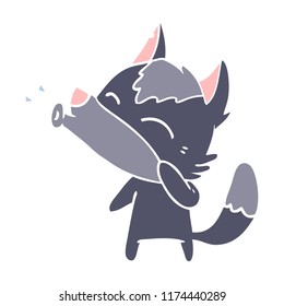 caricatura de estilo lobo plano