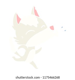 howling wolf flat color style cartoon