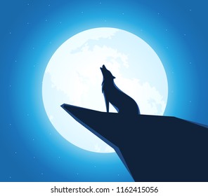 howling wolf in the full moon