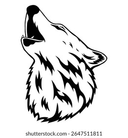 Lobo Uivante, Desenhado À Mão Ilustração De Vetor 
