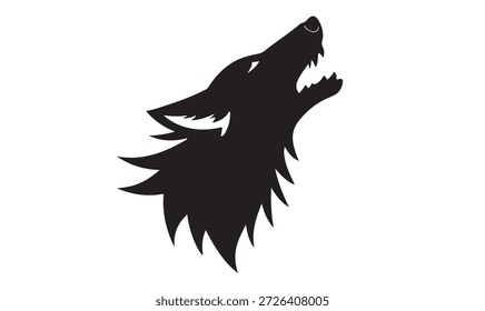 Heulender Wolfskopf Silhouette: Schwarzes Wildtierprofil, Vektorsymbol