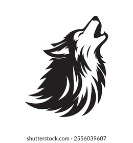 Howling wolf head vector silhouette