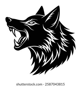 Howling wolf head vector silhouette art illustration