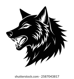 Howling wolf head vector silhouette art illustration