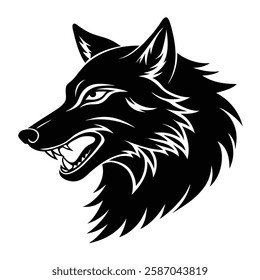 Howling wolf head vector silhouette art illustration