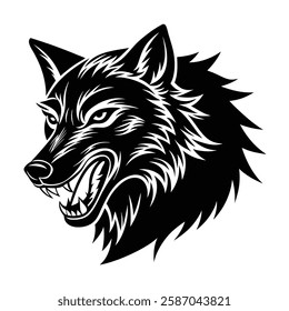 Howling wolf head vector silhouette art illustration