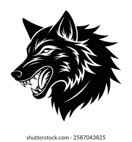 Howling wolf head vector silhouette art illustration