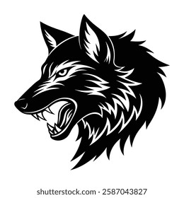 Howling wolf head vector silhouette art illustration