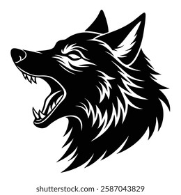 Howling wolf head vector silhouette art illustration