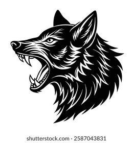 Howling wolf head vector silhouette art illustration