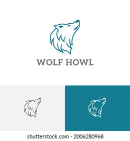 Howling Wolf Head Wild Wildlife Line Logo