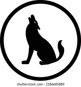 Howling Wolf Icon, Black And White