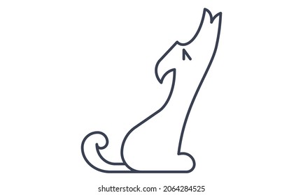 Howling wolf icon flat style vector illustration.