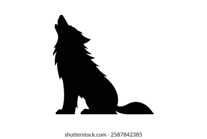 howling wolf icon illustration, howling wolf silhouette