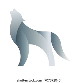 Howling wolf icon, logo on white background