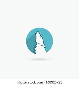 Howling wolf icon - vector illustration
