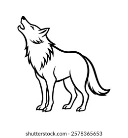 howling wolf of a line art vector (1)