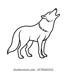 howling wolf of a line art vector(2)