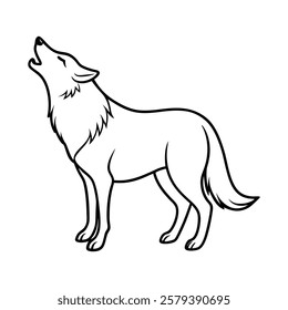 howling wolf of a line art vector(2)