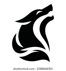 Howling Wolf Logo – Bold Black and White Vector Design
