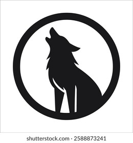 Howling Wolf Logo in Circular Frame – Bold Black Silhouette