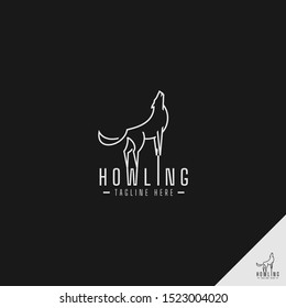 Howling Wolf Logo With Simple Line Art Concept Idea