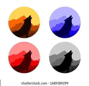 Howling wolf logo vector illustration