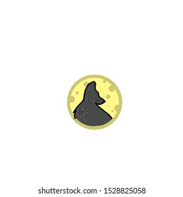 A howling wolf and the moon