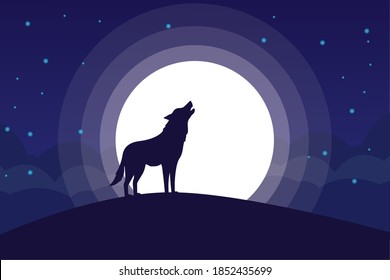 Howling wolf in the moonlight vector