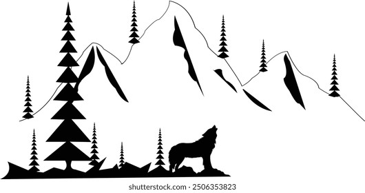 Heulender Wolf - Mountain Escape - Natur Serenity Art