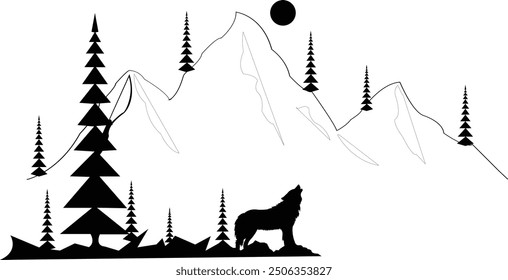 Heulender Wolf - Mountain Escape - Natur Serenity Art