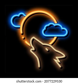 howling wolf neon light sign vector. Glowing bright icon howling wolf sign. transparent symbol illustration